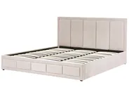 Bett mit Stauraum QUIBERON Chenillegewebe Taupe 180 x 200 cm_1023258