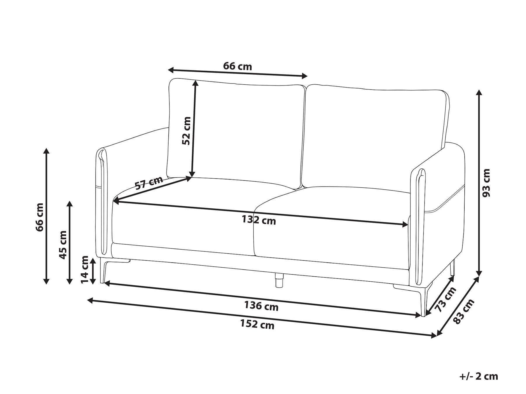 Sofa 2 Seater CILENS Fabric Golden Brown_1120191