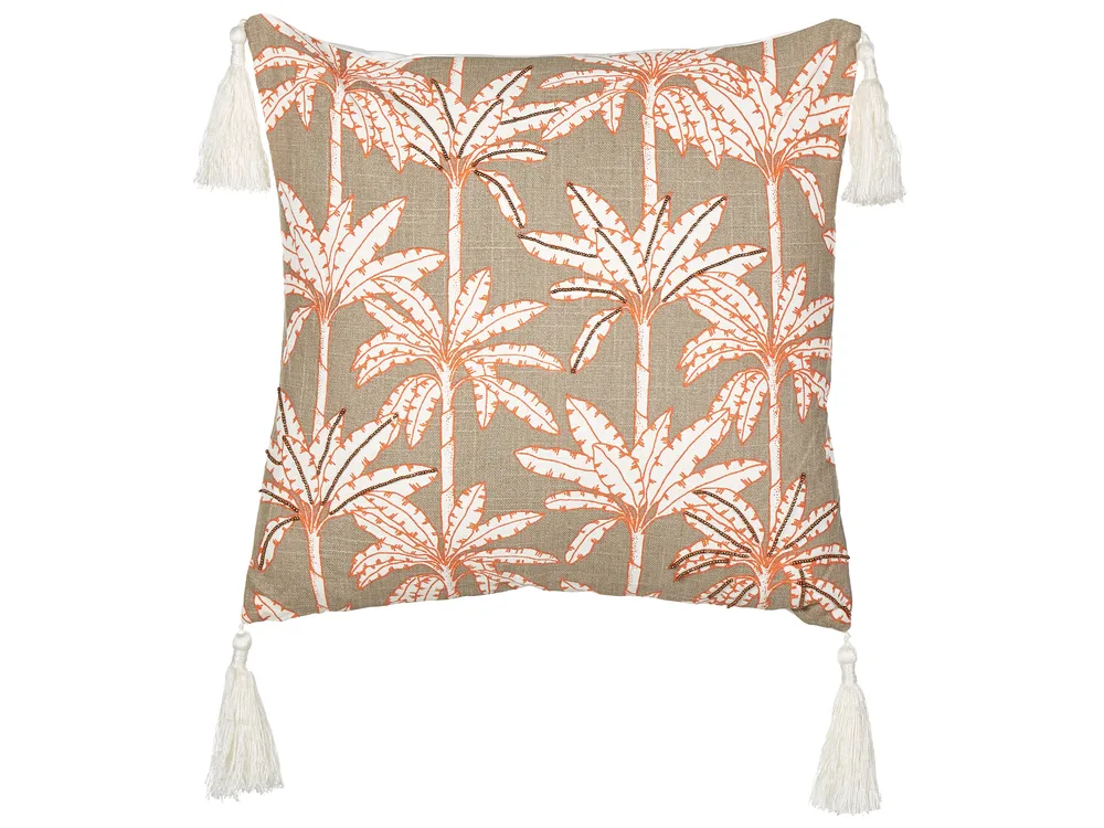 Dekokissen MELOBESIA 45 x 45 cm Baumwolle Beige Pflanzenmuster