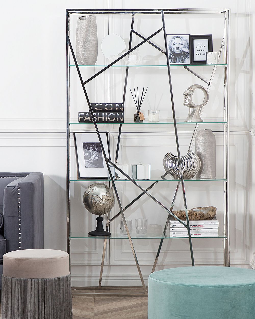 4 Tier Shelving Unit HOXIE 175 cm Metal Silver