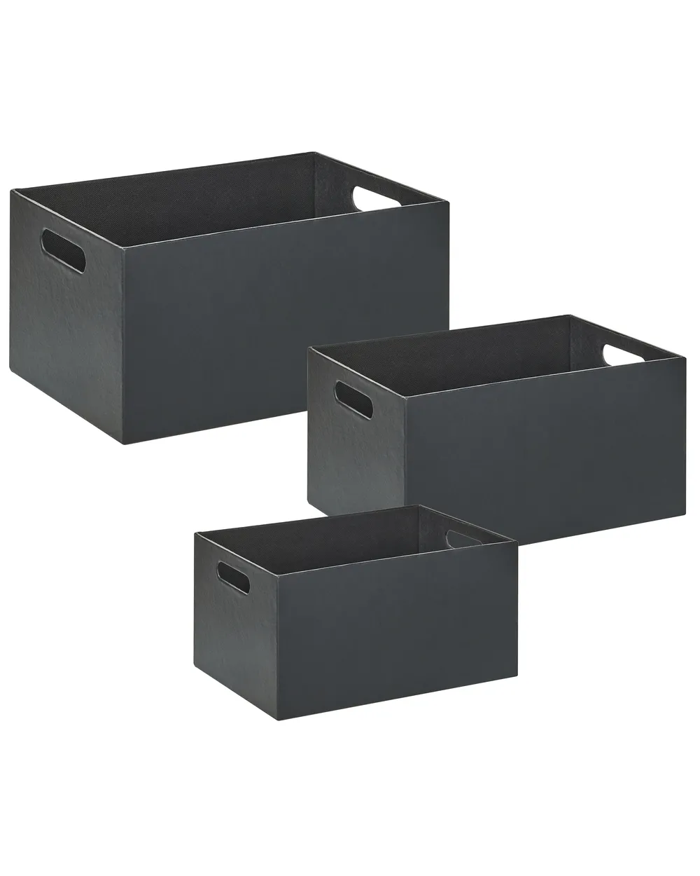 Aufbewahrungsbox 3er Set LARSA Kunstleder Graphitgrau