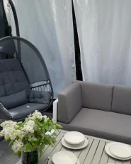 Garden Corner Sofa with Table 6 Seater CASTELLA Metal Grey Left Hand_1076731