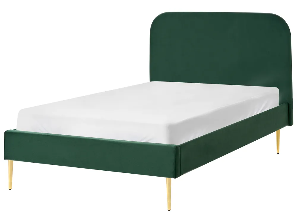 Bett mit Lattenrost Samtstoff FLAYAT 120 x 200 cm Dunkelgrün