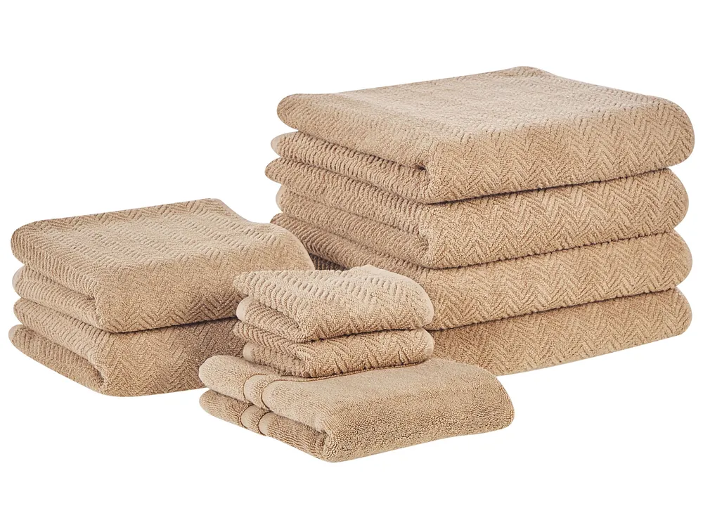 Handtücher 9er Set MITIARO Baumwollfrottee Sandbeige_1067676