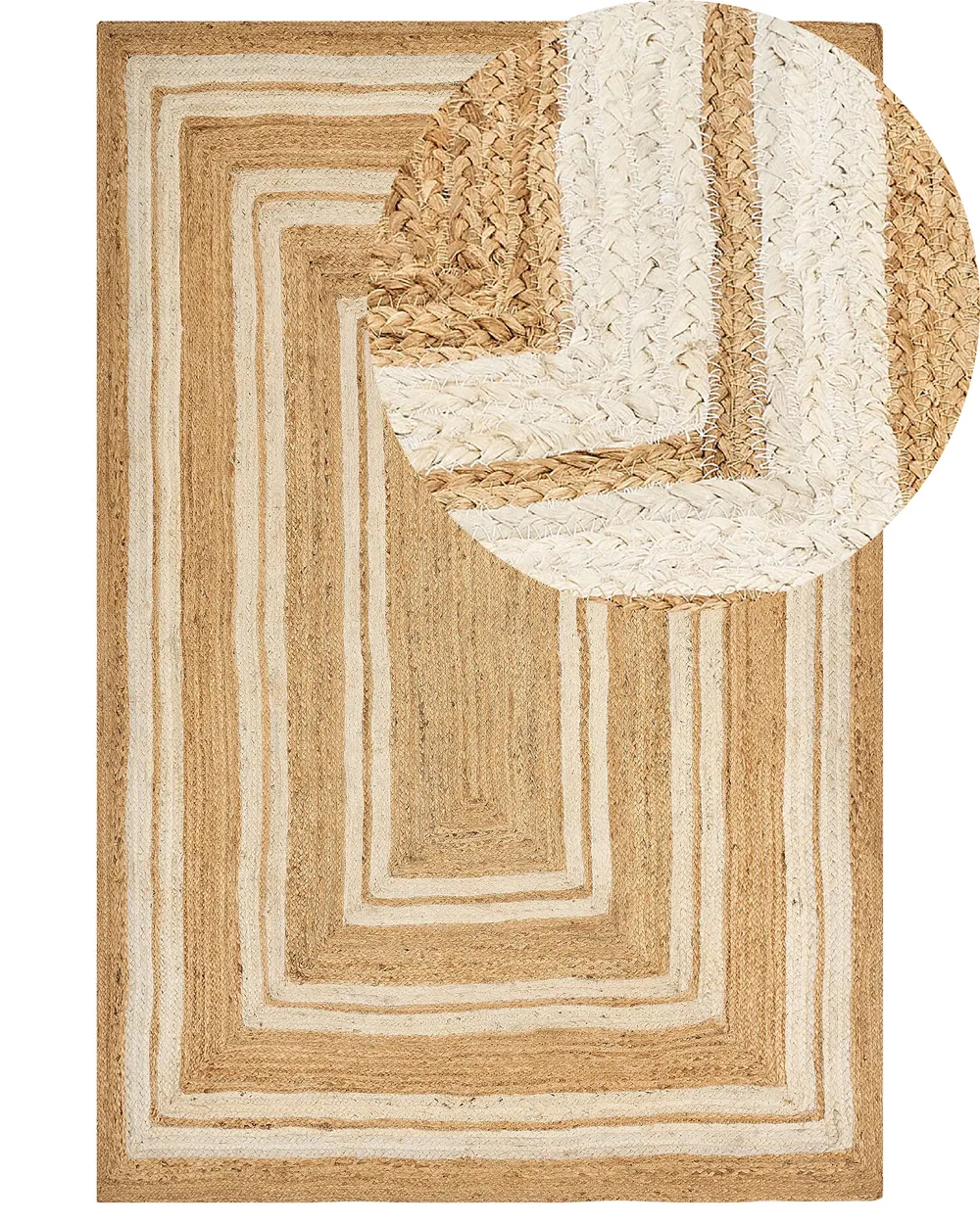 Teppich Jute beige geometrisches Muster verschiedene Größen ELMALI