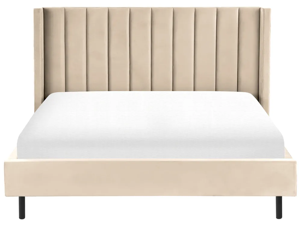 Bett mit Lattenrost Samtstoff VILLETTE 180 x 200 cm Beige_832597