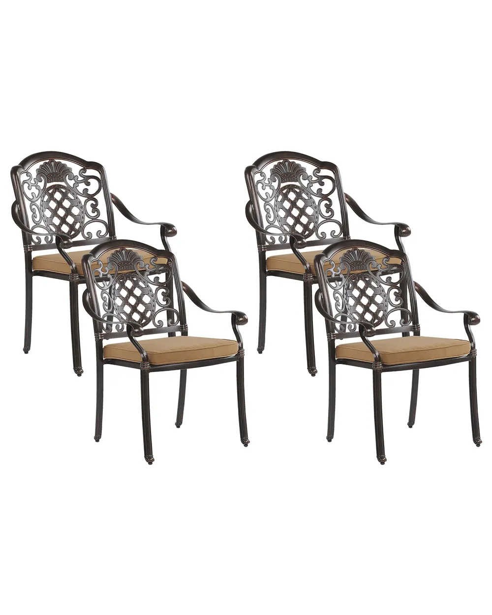 Set mit 4 Stühlen und Sitzkissen SALENTO Metall Dunkelbraun