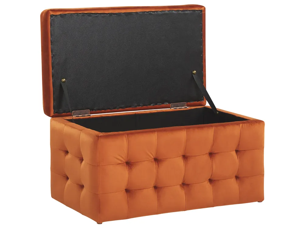 Ottomane mit Stauraum MICHIGAN Samtstoff Orange_816514