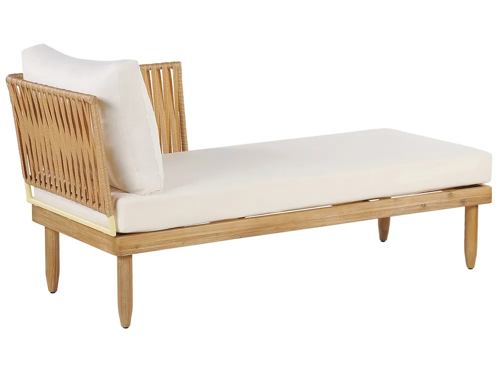 Lounge Set mit Tisch 4-Sitzer CREMONA Akazienholz Hellbraun / Cremeweiß linksseitig_775963