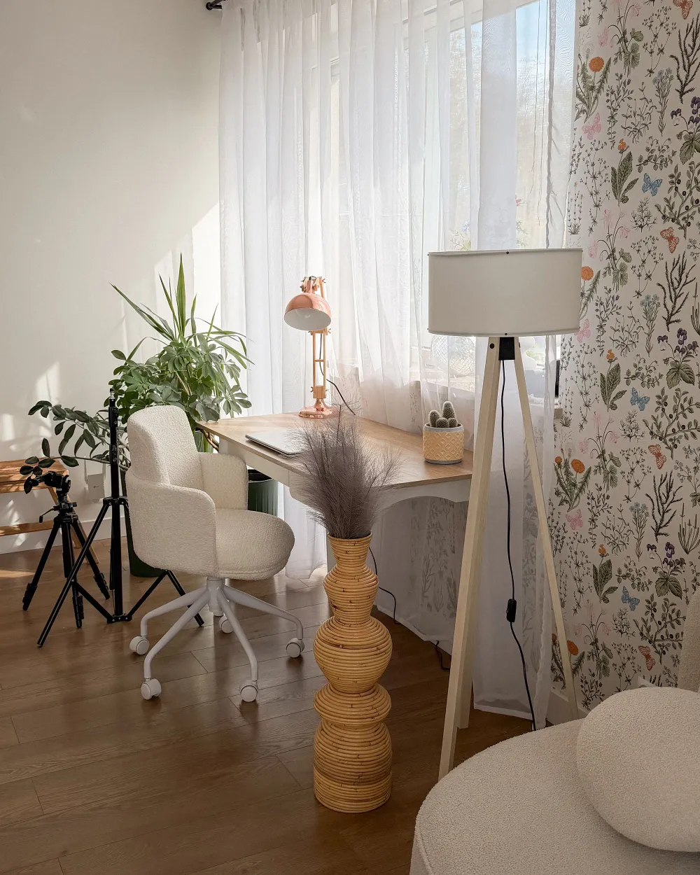 Bürostuhl DRYDEN Bouclé Cremeweiß_1186268