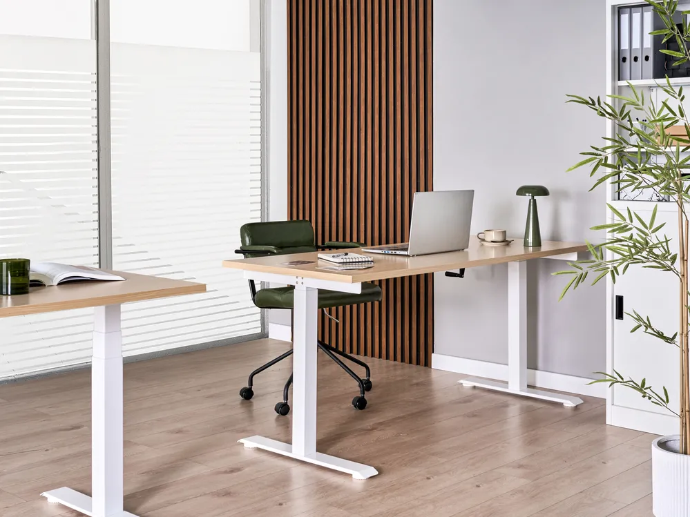 Manual Adjustable Standing Desk DESTINES 160 cm 72 cm Light Brown/ White_1000516
