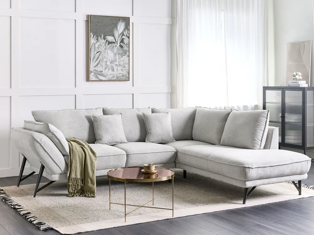 Ecksofa 3-Sitzer ELGA Leinen Hellgrau linksseitig_930569