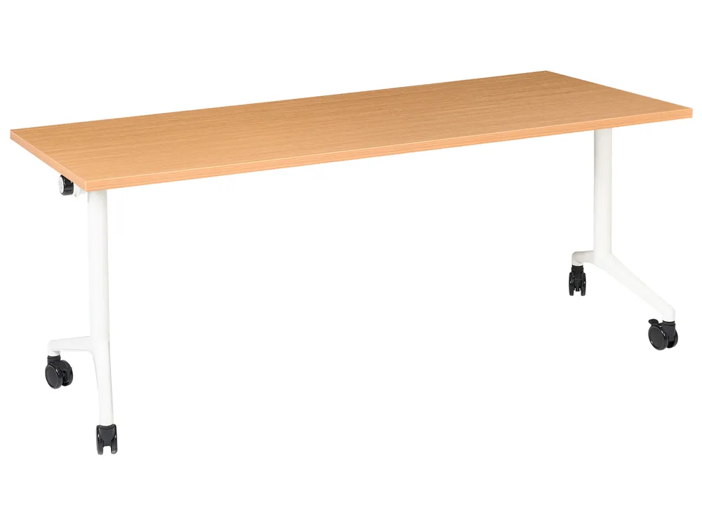 Folding Office Desk with Casters Brown and White CAVI Various Sizes