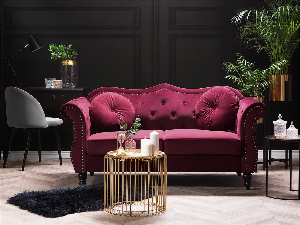 Sofa 2-Sitzer SKIEN Samtstoff Dunkelrot