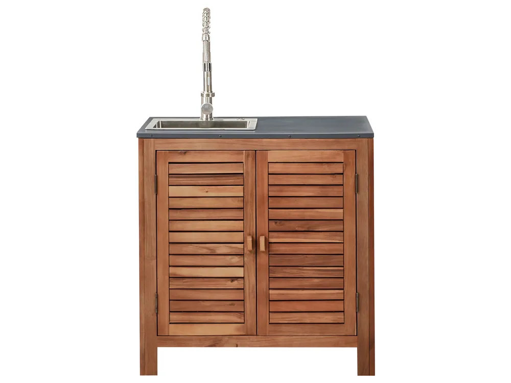 Outdoor-Küchenschrank mit Spüle BRUCOLI Braun / Silber Akazienholz_1002043