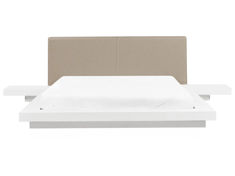 Bett mit LED Bouclé ZEN 160 x 200 cm Weiß_1080235