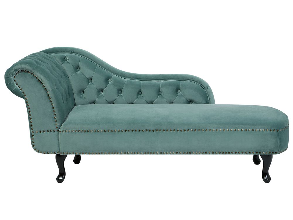 Linksseitige Chaiselongue NIMES Samtstoff Mintgrün