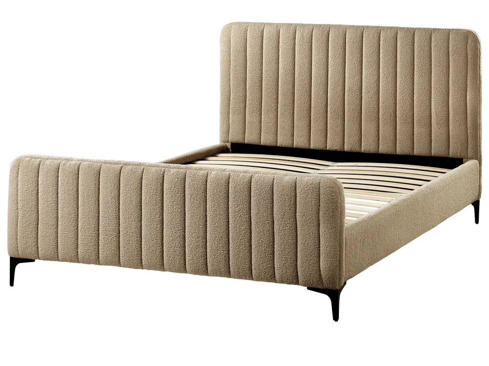 Bett mit Lattenrost Bouclé LUNAN 140 x 200 cm Taupe_960887