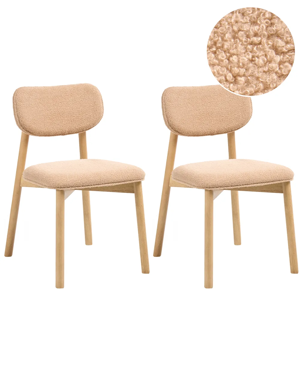 Esszimmerstuhl 2er Set MILLS Bouclé Hellbraun / Beige_1065935