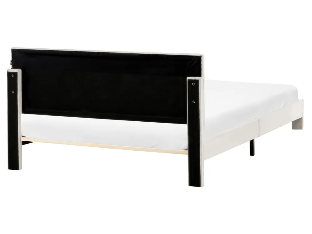 Bed with Storage Drawers LONZAC Velvet Off-White 160 x 200 cm (EU King Size)_1014784