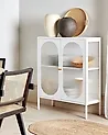 Sideboard mit Glastüren SARRE 90 cm Metall Weiß