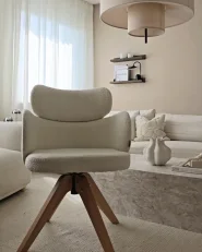 Dining Chair Swivel MARCY Boucle Light Beige_1001350