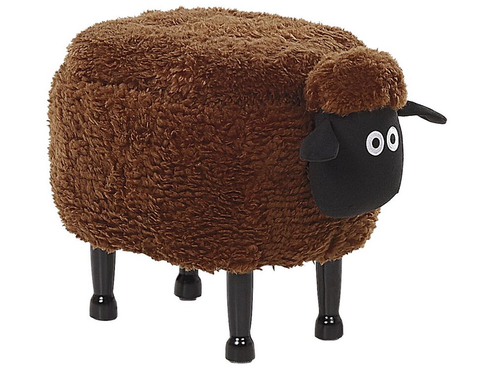 Tabouret de rangement animal SHEEP Mouton Tissu Marron