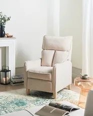 Fernsehsessel ROYSTON mit Fußstütze Stoff Beige_1021476