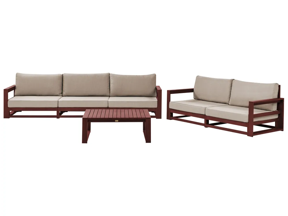 Garden Lounge Set with Table 5 Seater TIMOR Modular Acacia Wood Dark Red