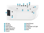 Corner Hot Tub with LED ACUARIO 1700 x 800 mm White Right Hand_798412