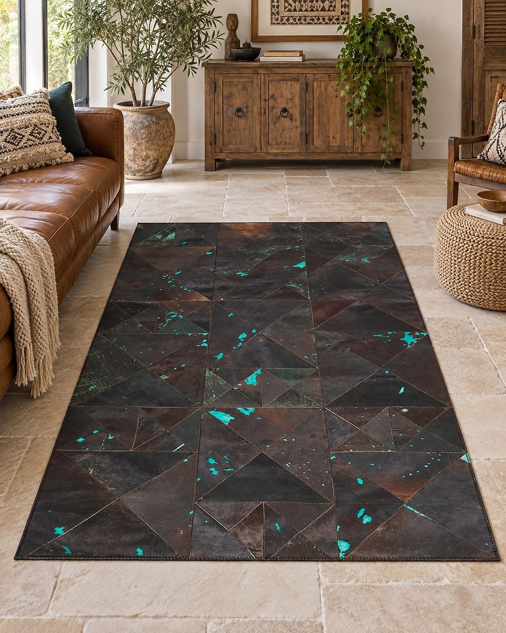 Teppich ATALAN Braun 160 x 230 cm Echtleder