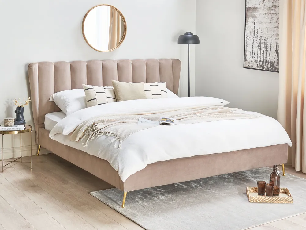 Bed Velvet MIRIBEL 180 x 200 cm (EU Super King) Taupe