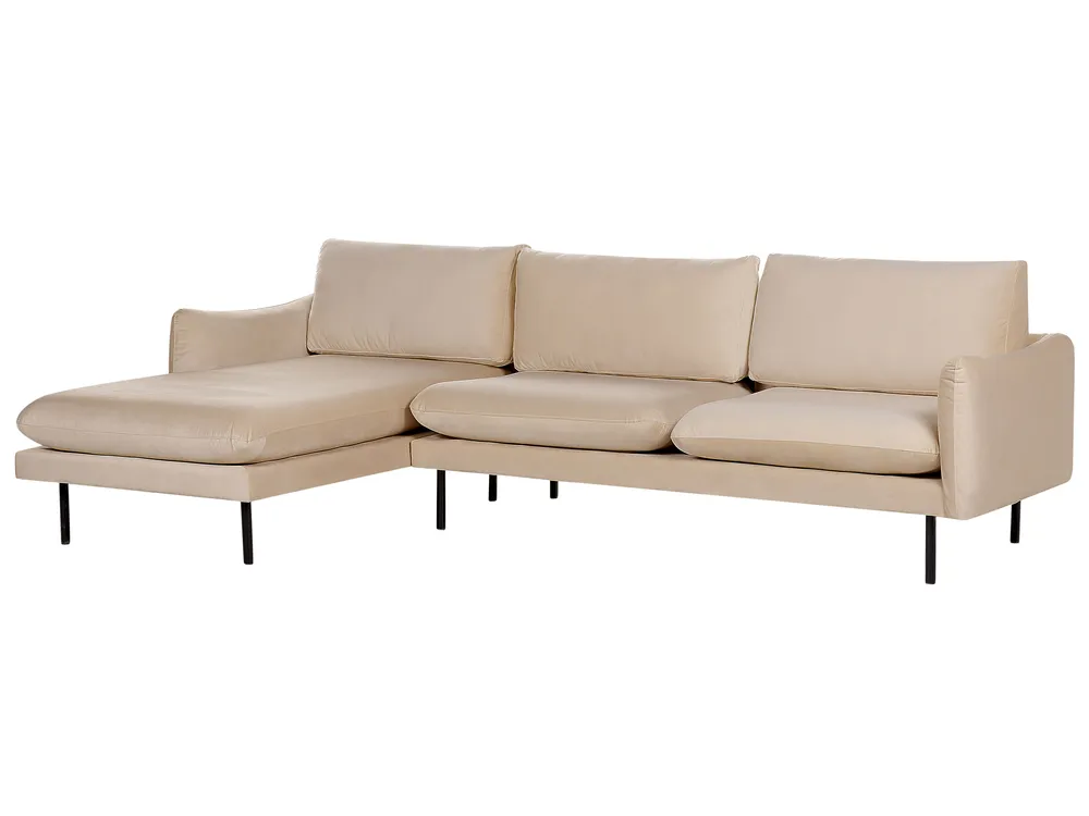 Ecksofa 4-Sitzer VINTERBRO Samtstoff Beige rechtsseitig_897398