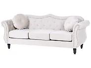 Sofa 3 Seater SKIEN Velvet Light Beige_1170453