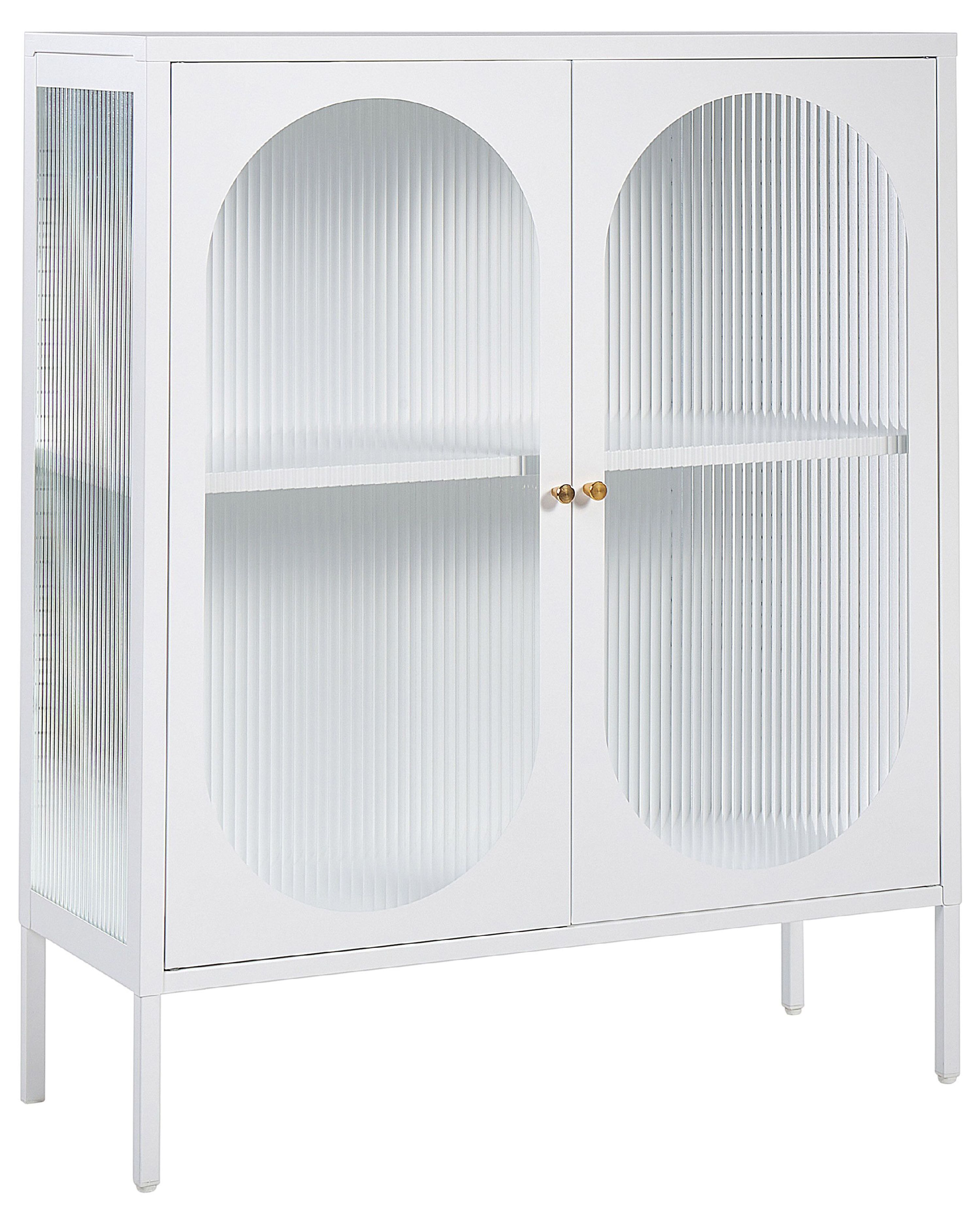 Sideboard mit Glastüren SARRE 90 cm Metall Weiß