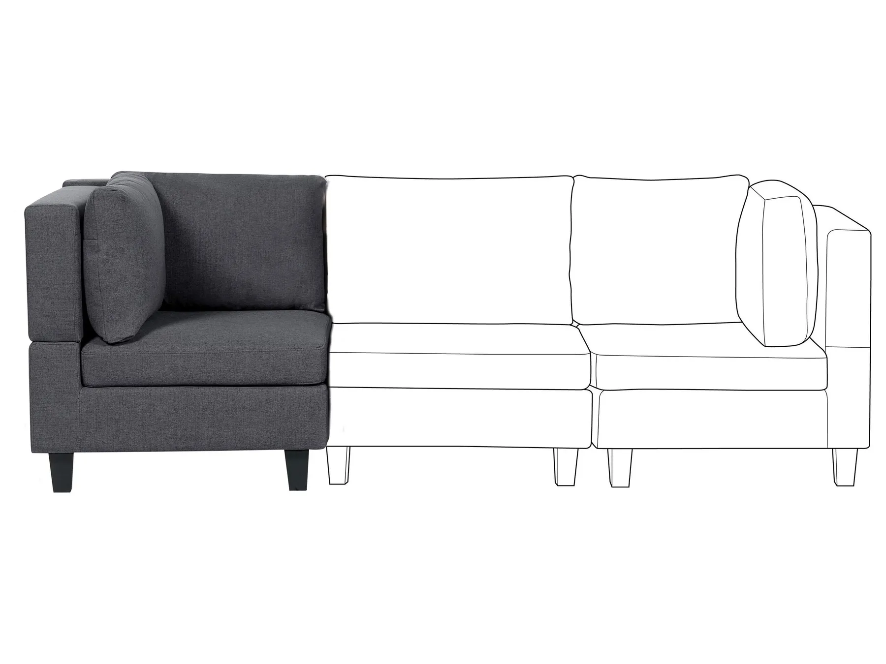 Corner Seat UNSTAD Fabric Dark Grey_893593