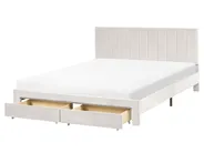 Bett mit Schubladen LONZAC Samtstoff Cremeweiß 160 x 200 cm_1014778