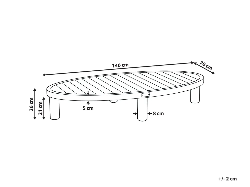 Outdoor Couchtisch NUMANA 140 cm 70 cm Akazienholz Hellbraun_1074314