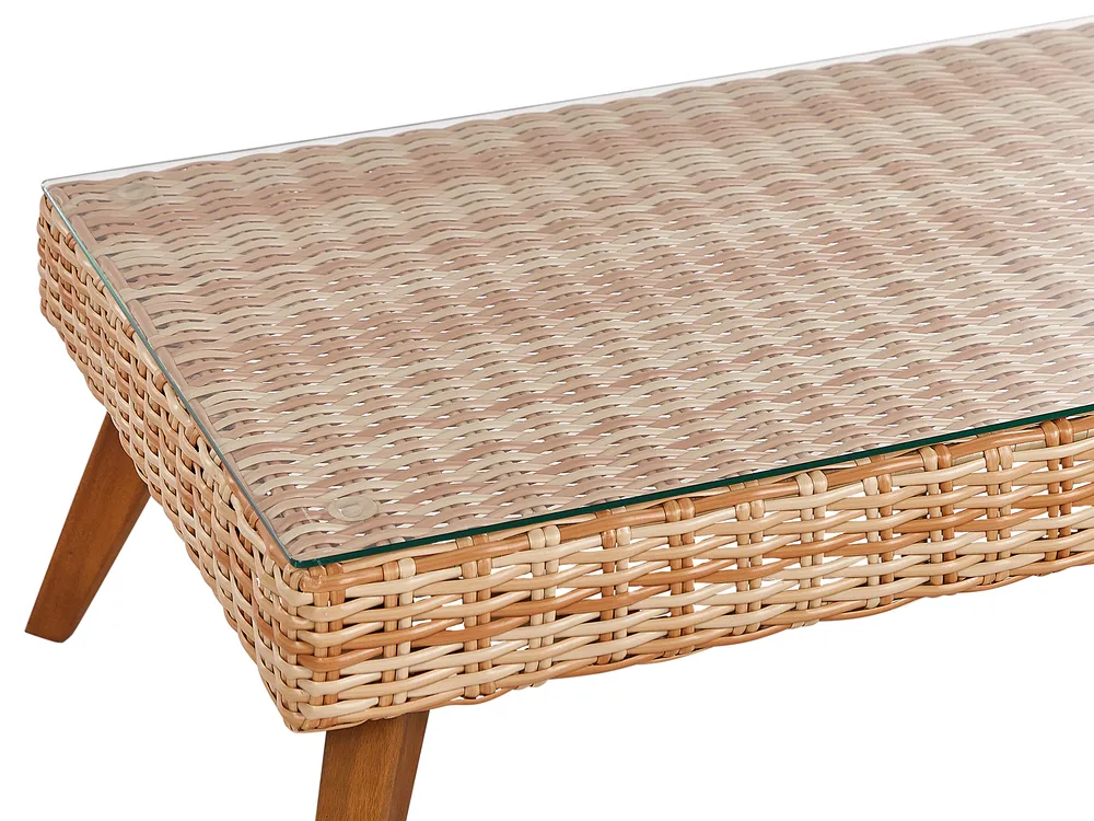 Garden Lounge Set with Table 4 Seater VITTORIA PE Rattan Off-White_930719