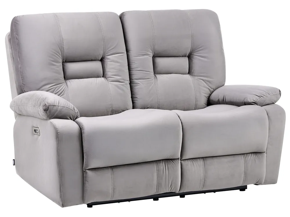 Sofa elektrisch verstellbar 2-Sitzer BERGEN Samtstoff Grau_1080329