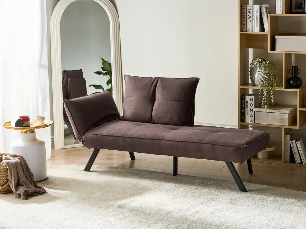 Linksseitige Chaiselongue ROCAMADOUR Stoff Braun