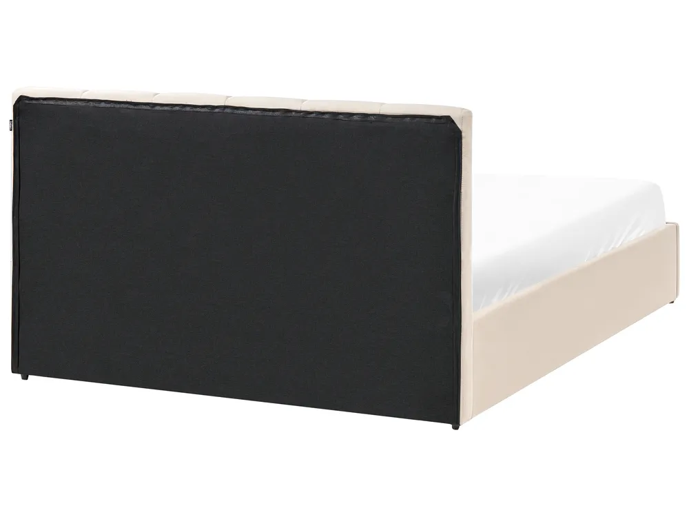 Bett mit Stauraum DREUX Samtstoff Hellbeige 140 x 200 cm_1012258
