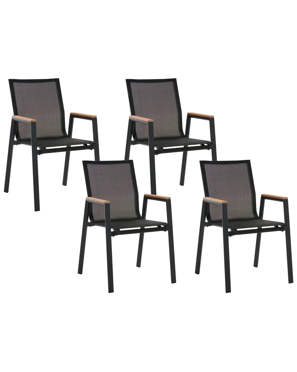 Gartenstuhl 4er Set TIANO Metall Schwarz