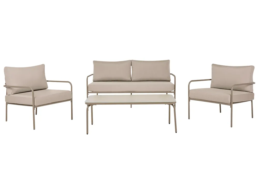 Lounge Set mit Tisch 4-Sitzer NESSO Metall Hellbeige