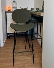 Set of 2 Bar Chairs LUANA Boucle Dark Green_943248