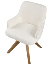 Esszimmerstuhl 2er Set drehbar SYLVANIA Bouclé Cremeweiß_1038121