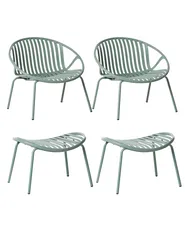 Gartenstuhl 2er Set CASPERIA mit Fußstütze Grün_1032352