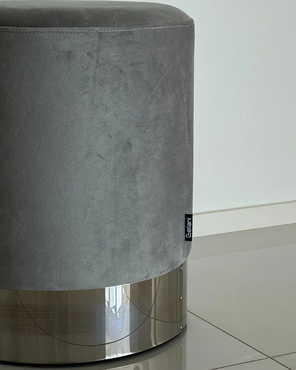 Pouf BRIGITTE Samtstoff Grau_983480