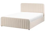 Bett mit Stauraum LUNAN Samtstoff Beige 140 x 200 cm_1051375