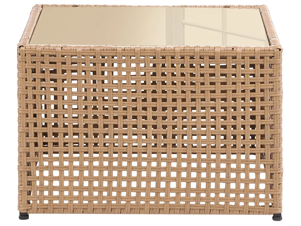 Garden Sofa with Table 2 Seater OMEGANA PE Rattan Light Beige_1040858